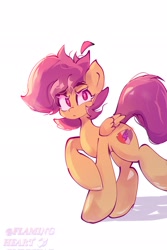 Size: 1365x2048 | Tagged: safe, artist:flaming heart, scootaloo, female, filly, foal, g4, imported from derpibooru, looking at you, pegasus, pony, simple background, solo, white background