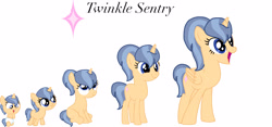 Size: 4096x1910 | Tagged: safe, artist:lps604, oc, oc:twinkle sentry, alicorn, baby, baby pony, female, filly, foal, horn, imported from derpibooru, mare, oc only, offspring, parent:flash sentry, parent:twilight sparkle, parents:flashlight, pony, solo, teenager, unicorn