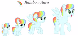 Size: 4096x1910 | Tagged: safe, artist:lps604, oc, oc:rainbow aura, female, filly, foal, imported from derpibooru, mare, oc only, offspring, parent:rainbow dash, parent:soarin', parents:soarindash, pegasus, pony, solo, spread wings, teenager, wings