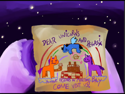 Size: 1440x1080 | Tagged: safe, artist:swirlmlp69768, animation:rocket to the moon, female, filly, filly izzy moonbow, foal, g5, hooves, horn, imported from derpibooru, izzy moonbow, letter, my little pony: a new generation, pony, solo, sunny's letter, unicorn, younger