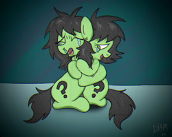 Size: 1155x919 | Tagged: safe, artist:dhm, oc, oc:filly anon, abstract background, chromatic aberration, colored, comforting, crying, digital art, duo, duo female, emotional, feels, female, filly, foal, holding, holding a pony, hug, imported from derpibooru, lined paper, love, oc only, pain, paper, pencil drawing, pony, shading, sketch, smiling, snot, sobbing, tears of pain, traditional art, vignette