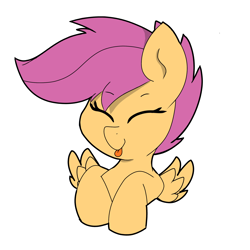 Size: 2000x2000 | Tagged: safe, artist:harpony, scootaloo, :p, cute, cutealoo, eyes closed, female, filly, foal, g4, imported from derpibooru, pegasus, pony, simple background, solo, tongue out, white background, wings