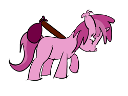 Size: 788x592 | Tagged: safe, artist:roguelament, background pony, bindle, closed mouth, cute, female, filly, foal, frown, g4, horn, imported from derpibooru, pinchybetes, pony, ruby pinch, sad, sadorable, simple background, transparent background, unicorn, walking