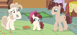 Size: 750x339 | Tagged: safe, artist:lps604, oc, oc:chocolate raspberry, oc:sugar muffin, oc:vanilla buttermilk pie, earth pony, earth pony oc, female, filly, foal, imported from derpibooru, indoors, male, mare, oc only, offspring, parent:cheese sandwich, parent:pinkie pie, parents:cheesepie, pony, siblings, stallion, trio