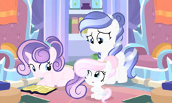 Size: 750x451 | Tagged: safe, artist:lps604, oc, oc:crystal clear, oc:crystal melody, oc:diamond heart, baby, baby pony, earth pony, earth pony oc, female, filly, foal, horn, imported from derpibooru, indoors, oc only, offspring, parent:princess cadance, parent:shining armor, parents:shiningcadance, pegasus, pegasus oc, pony, siblings, sisters, unicorn, unicorn oc