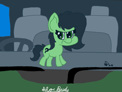 Size: 1061x804 | Tagged: safe, artist:saikobyte, oc, oc:filly anon, angry, earth pony, female, filly, foal, imported from derpibooru, oc only, pony, solo, stuck, truck, upset, vehicle, window