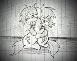 Size: 2556x2034 | Tagged: safe, artist:dhm, oc, oc:filly anon, abstract background, comforting, crying, duo, duo female, emotional, feels, female, filly, foal, holding, holding a pony, hug, imported from derpibooru, lined paper, love, monochrome, oc only, pain, paper, pencil drawing, pony, sketch, smiling, snot, sobbing, tears of pain, traditional art, vignette