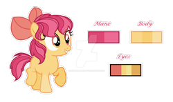 Size: 1280x760 | Tagged: safe, artist:dayspring-dawnyt, oc, oc:apple grace, deviantart watermark, earth pony, female, filly, foal, imported from derpibooru, obtrusive watermark, offspring, parent:apple bloom, parent:tender taps, parents:tenderbloom, pony, watermark