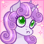Size: 144x144 | Tagged: safe, artist:dapperlilarts, sweetie belle, bags under eyes, blush lines, blushing, bust, digital art, female, filly, foal, g4, horn, imported from derpibooru, pixel art, pony, pouting, puppy dog eyes, solo, sparkles, unicorn