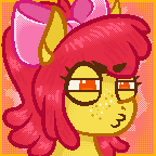 Size: 144x144 | Tagged: safe, artist:dapperlilarts, apple bloom, bust, digital art, earth pony, eyebrows, eyebrows visible through hair, female, filly, foal, freckles, g4, imported from derpibooru, narrowed eyes, pixel art, pony, pursed lips, solo