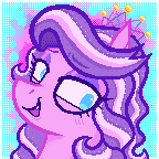 Size: 144x144 | Tagged: safe, artist:dapperlilarts, diamond tiara, bust, digital art, earth pony, female, filly, foal, g4, imported from derpibooru, open mouth, open smile, pixel art, pony, smiling, snaggletooth, solo