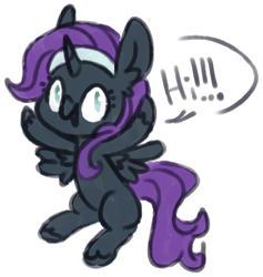 Size: 423x446 | Tagged: safe, artist:anonymous, oc, oc:nyx, alicorn, bipedal, drawthread, female, filly, foal, hi, imported from derpibooru, pony, requested art, solo, speech bubble