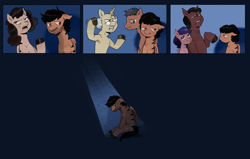 Size: 5200x3300 | Tagged: safe, artist:daveark, oc, oc:davey, bat pony, bat pony oc, childhood, colt, disappointed, disappointment, female, filly, foal, growing up, horn, imported from derpibooru, male, mare, pegasus, sad, spotlight, stallion, unicorn