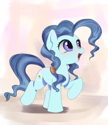 Size: 2288x2658 | Tagged: safe, artist:yenne_sistint, abstract background, cute, earth pony, female, filly, foal, g4, happy, imported from derpibooru, looking up, open mouth, open smile, petunia paleo, pony, smiling, solo