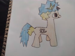 Size: 4000x3000 | Tagged: safe, artist:pinkiedied, oc, blank flank, blue hair, cute, female, filly, foal, imported from derpibooru, missing cutie mark, oc only, pegasus, pegasus oc, pony, solo, traditional art, unnamed oc, yellow hair