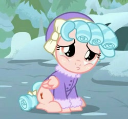 Size: 539x500 | Tagged: safe, cozy glow, cute, female, filly, foal, frenemies (episode), g4, hat, imported from derpibooru, my little pony: friendship is magic, outdoors, pegasus, pouting, sad, solo