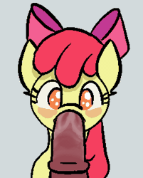 Size: 494x614 | Tagged: explicit, artist:xantus, apple bloom, age difference, animated, blowjob, blushing, derpibooru exclusive, duo, duo male and female, earth pony, female, filly, foal, foalcon, g4, genitals, gif, glazed dick, horsecock, imported from derpibooru, loop, male, male pov, nudity, offscreen character, offscreen male, oral, penis, pixel-crisp art, pony, pov, sex, simple background, solo focus, stallion, stallion on filly, straight