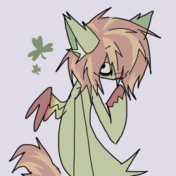 Size: 1334x1334 | Tagged: safe, artist:mokywow, oc, oc:finley(tripletonks), chest fluff, clover, colored wings, colt, colt oc, commission, ear fluff, foal, gradient wings, imported from derpibooru, looking away, male, nose scar, oc only, pegasus, pegasus oc, pony, raised tail, scar, simple background, solo, tail, unshorn fetlocks, wings