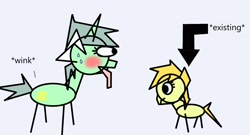 Size: 1774x958 | Tagged: suggestive, artist:anonymous, blushing, drawthread, duo, duo female, earth pony, female, filly, foal, g4, horn, implied foalcon, implied vulvar winking, imported from derpibooru, lyra heartstrings, mare, pony, requested art, sweat, tongue out, unicorn