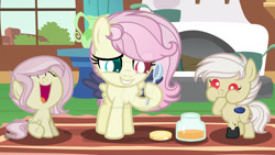 Size: 1280x720 | Tagged: safe, artist:dayspring-dawnyt, oc, oc:despair, oc:miracle, oc:shy chaos, baby, baby pony, colt, female, filly, foal, hybrid, imported from derpibooru, interspecies offspring, male, offspring, parent:discord, parent:fluttershy, parents:discoshy, pegasus, pony, siblings, twins