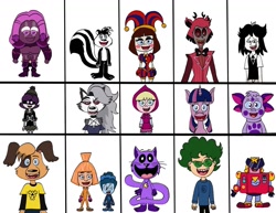 Size: 1280x989 | Tagged: safe, artist:lubamatusevich, twilight sparkle, 13 cards, abbie (fundamental paper education), alastor, alien, android, anthro, anthro with ponies, antlers, bowtie, brawl stars, brother and sister, buck, cat, catnap, child, clothes, cookie, cookie run, crossover, deer, demon, digital art, dog, dress, drone, fedorcomix, female, fixie, food, fundamental paper education, furry, g4, gingerbread man, glitch productions, gloves, gynoid, happy, hat, hazbin hotel, hellaverse, hellborn, hellhound, helluva boss, horn, human, humanoid, imported from derpibooru, jester, jester hat, jumpsuit, looking at you, loona (helluva boss), looney tunes, luntik, luntik and his friends, male, mare, masha, masha and the bear, max (the barkers), mismatched gloves, moon bee, moonzy, moonzy and his friends, murder drones, nolik (the fixies), open mouth, open smile, overlord demon, pepe le pew, plantigrade anthro, pomni, pony, poppy playtime, procreate app, purple yam cookie, robot, semi-anthro, shirt, shoes, siblings, simka (the fixies), sinner demon, skunk, smiling, smiling at you, smiling critters, sneakers, solver drone, supercell, surge (brawl stars), teenager, the amazing digital circus, the barkers, the fixies, undead, unicorn, unicorn twilight, uzi doorman, waru (13 cards), worker drone, young