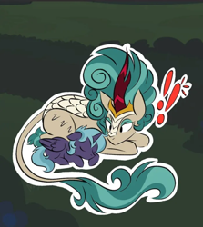 Size: 699x782 | Tagged: safe, artist:rtiiis-3, artist:rtiiis_333, alicorn, exclamation point, female, foal, g4, imported from derpibooru, kirin, lying down, mare, pony, rain shine