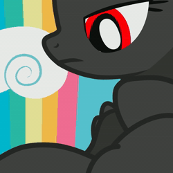 Size: 1080x1080 | Tagged: safe, artist:fino, oc, oc:darkseed, oc:littlelight, alicorn, animated, butt, cute, demon, eyelashes, featureless crotch, female, foal, g4, hooves, horn, imported from derpibooru, indoors, mare, metacorn, oc only, plot, pony, show accurate, smiling, style emulation, tail, two toned mane, two toned tail, unicorn horn, webm