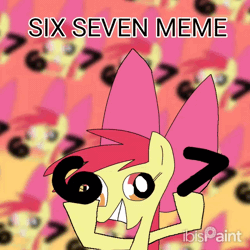 Size: 640x640 | Tagged: safe, artist:countryfreeshow, artist:liliana-adbul45, apple bloom, 67, 67 meme, alternate version, animated, applebloom, brainrot, derp, earth pony, female, filly, foal, g4, grin, imported from derpibooru, pony, smiling