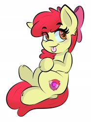 Size: 1535x2048 | Tagged: safe, artist:doodle-hooves, apple bloom, :p, adorabloom, alternate character, alternate version, applebloom, cute, earth pony, eye clipping through hair, eyebrows, eyebrows visible through hair, female, filly, foal, g4, imported from derpibooru, pony, simple background, solo, tongue out, white background