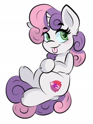 Size: 1535x2048 | Tagged: safe, artist:doodle-hooves, sweetie belle, :p, cute, diasweetes, eyebrows, eyebrows visible through hair, female, filly, foal, g4, horn, imported from derpibooru, pony, simple background, solo, tongue out, unicorn, white background
