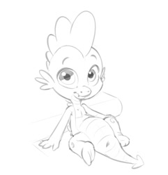 Size: 1018x1056 | Tagged: suggestive, artist:decentfeather, spike, anus, butt, dragon, foalcon, g4, imported from derpibooru, male, monochrome, nudity, simplistic anus, solo, solo male, weird lizzer hole