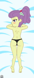 Size: 524x1200 | Tagged: questionable, artist:theminus, ass, butt, clothes, equestria girls, feet, female, g4, imported from twibooru, lily pad (equestria girls), lilybutt, lingerie, lolicon, panties, partial nudity, thong, topless, underage, underwear