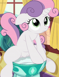 Size: 1080x1396 | Tagged: explicit, grotesque, artist:tricksta, sweetie belle, animated, belly, but why, edit, eyes closed, female, fetish, filly, foal, foalcon, g4, genitals, high res, horn, human vulva, human vulva on pony, imported from twibooru, nudity, part of a set, peeing from crotch, pissing, pony, poop, pooping, potty time, scat, semi-anthro, show accurate, show accurate porn, sitting, sitting on toilet, solo, sound, spread legs, spreading, toilet, turtleheading, underage, unicorn, urine, vulva, watersports, webm