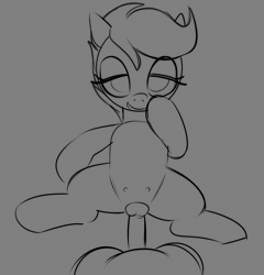 Size: 2084x2168 | Tagged: explicit, artist:nonobody, scootaloo, animated, crotchboobs, delicious flat crotch, female, female focus, foalcon, g4, genitals, gif, imported from derpibooru, looking at you, lying down, monochrome, nipples, nudity, offscreen character, on back, pegasus, penetration, penis, pony, pov, sex, solo focus, teats, vaginal, vulva