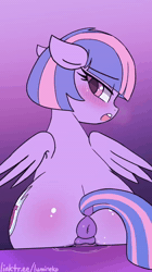 Size: 540x960 | Tagged: explicit, artist:lumineko, animated, anus, blush lines, blushing, butt, butt blush, dildo, dildo sitting, female, filly, foal, foalcon, g4, genitals, gradient background, imported from derpibooru, insertion, looking at you, looking back, looking back at you, looking over shoulder, masturbation, nudity, open mouth, pegasus, ponut, pony, sex toy, signature, solo, solo female, sound, vaginal insertion, vaginal secretions, vulva, webm, wind sprint
