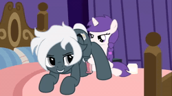 Size: 854x480 | Tagged: explicit, artist:cloppy hooves, oc, oc:snowie aura, oc:tempest streamrider, age difference, animated, anus, ball licking, ball sucking, ball worship, balls, balls fetish, bed, bedroom, cum, cumming, female, fetish, filly, filly on stallion, foal, foalcon, genitals, hoofjob, horn, horsecock, imported from derpibooru, indoors, licking, lip bite, loop, male, nudity, oc only, on bed, oral, orgasm, pegasus, penis, perfect loop, ponut, pony, reverse foalcon, show accurate, show accurate porn, sound, stallion, stallion on filly, straight, unicorn, webm