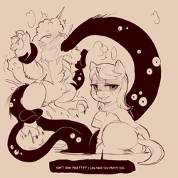 Size: 1500x1500 | Tagged: explicit, artist:cold-blooded-twilight, oc, oc:goldy the retriever, oc:torrid stem, abdominal bulge, ambiguous penetration, balls, black tentacles, bondage, butt, claws, clothes, collared shirt, colt, colt oc, creampie, creepy, creepy eyes, creepy smile, cum, cum in mouth, cumming, derpibooru exclusive, dialogue, diamond dog, diamond dog oc, dubious consent, duo, eyes rolling back, fangs, female, female diamond dog, female oc, femboy, fluffy, foal, foalcon, foaldom, freckles, full body, genitals, grin, hooves, horn, imported from derpibooru, interspecies, lifted up, looking at you, looking back, looking back at you, male, male oc, monochrome, multiple eyes, multiple penetration, non-pony oc, nudity, oc only, oc x oc, oral, paws, penetration, plot, pony, pony on diamond dog action, puppy, raised hoof, rear view, sex, shadowed face, shipping, shirt, shivering, simple background, sitting, sketch, smiling, smiling at you, socks, speech bubble, straight, summoning, suspended, tail, teary eyes, teeth, tentacle blowjob, tentacle bondage, tentacle porn, tentacle sex, tentacles, tentacles on female, text, toeless socks, unicorn, unicorn oc, vest, waistcoat, wall of tags