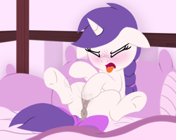 Size: 2500x2000 | Tagged: explicit, artist:dtcx97, oc, oc:snowie aura, anatomically correct, anus, bed, bow, butt freckles, dark genitals, dock, eyes closed, female, female ejaculation, female orgasm, filly, foal, foalcon, freckles, genitals, horn, imported from derpibooru, indoors, masturbation, nudity, oc only, on bed, orgasm, pillow, ponut, pony, solo, solo female, spread legs, spreading, squirting, tail, tail bow, tongue out, unicorn, vaginal secretions, vulva