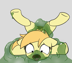 Size: 1762x1542 | Tagged: explicit, grimdark, artist:permpony, all three filled, anal, earth pony, female, filly, foal, foalcon, g4, gray background, imported from derpibooru, insertion, noi, oral, penetration, pony, rape, sex, simple background, slime, solo, tongue out, vaginal, vaginal insertion