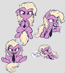 Size: 1665x1869 | Tagged: explicit, artist:permpony, anus, armpits, clothes, earth pony, floppy ears, foal, foalcon, g4, grace manewitz, gray background, imported from derpibooru, necktie, nudity, pocket watch, pony, simple background, solo, younger