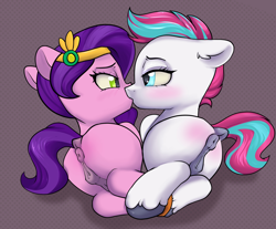 Size: 4000x3309 | Tagged: explicit, artist:dumbwoofer, aged down, anatomically correct, anus, blushing, butt, butt blush, commission, dock, duo, duo female, female, filly, filly on filly, filly pipp petals, filly zipp storm, foal, foalcon, g5, imported from derpibooru, incest, kiss on the lips, kissing, lesbian, looking at each other, looking at someone, lying down, nudity, pegasus, pipp petals, plot, ponut, pony, royal sisters (g5), ship:petalstorm, shipping, siblings, sisters, tail, vulva, younger, zipp storm