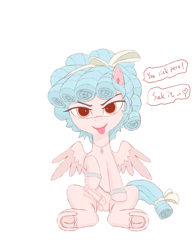 Size: 2200x2800 | Tagged: explicit, artist:白夜ll, alternate version, balls, bow, cozy glow, cuffs, dog tags, female, filly, foal, foalcon, foaldom, futa, futa cozy glow, futa filly, g4, genitals, hair bow, hooves, horsecock, horseshoes, imported from derpibooru, intersex, jewelry, looking at you, necklace, nudity, pegasus, penis, pony, simple background, sitting, smug, solo, solo futa, spread wings, tail, tail bow, tongue out, underhoof, white background, wings