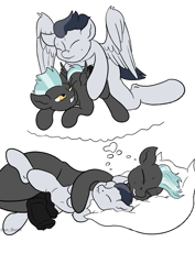 Size: 1754x2480 | Tagged: explicit, artist:bun_burst, :3, age difference, anal, anal orgasm, belly, belly button, big penis, brothers, clothes, colt, dream, duo, duo male, foal, foalcon, g4, gay, genitals, horsecock, hug, imported from derpibooru, impossibly large penis, incest, large penetration, male, nudity, orgasm, pegasus, penetration, penis, penis size difference, pony, rumble, semi-anthro, sex, ship:rumblelane, shipping, short mane, sibling incest, siblings, simple background, size difference, sleeping, small penis, stallion, stallion on colt, thunderlane, white background