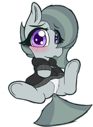 Size: 1713x2326 | Tagged: questionable, artist:frosthawkpone, blushing, cameltoe, clothes, earth pony, female, filly, foal, foalcon, g4, hoodie, imported from derpibooru, looking at you, marble pie, panties, pony, simple background, solo, transparent background, underwear