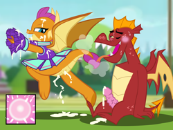 Size: 2200x1651 | Tagged: explicit, artist:succubi samus, afterglow, aftersex, an egg being attacked by sperm, anal creampie, anus, blushing, brother, brother and sister, cheerleader, cheerleader outfit, cheerleader smolder, clothes, covered in cum, creampie, cum, cum in mouth, cum out nose, dragon, dragon dick, dragoness, duo, duo male and female, edit, egg cell, erection, exhausted, eyebrows, eyes open, facial, family, fangs, female, flying, foalcon, g4, garble, genitals, imported from derpibooru, impregnation, inbreeding, incest, looking at each other, looking at someone, male, nostrils, nudity, one eye open, open mouth, outdoors, penis, ship:smolble, shipping, show accurate, show accurate porn, sibling incest, siblings, simplistic anus, simplistic vulva, sister, sitting, smolder, spermatozoon, spread wings, straight, teeth, tongue out, vaginal creampie, vulva, wall of tags, wings