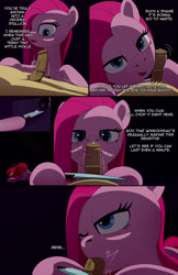 Size: 1989x3072 | Tagged: explicit, grimdark, artist:anonymousandrei, pinkie pie, comic:life of li'l cheese, blowjob, bondage, colt, comic, derpibooru exclusive, dominant, earth pony, female, femdom, foal, foalcon, g4, genitals, imminent castration, imminent cbt, imported from derpibooru, incest, knife, li'l cheese, male, mare, mother and child, mother and son, nudity, older, older pacific glow, older pinkie pie, oral, pacific glow, penis, pinkamena diane pie, pony, rape, sadism, sex, tied, torture