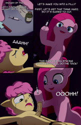 Size: 1989x3072 | Tagged: explicit, semi-grimdark, artist:anonymousandrei, pinkie pie, comic:life of li'l cheese, bondage, colt, comic, crying, derpibooru exclusive, duo, duo male and female, earth pony, female, foal, foalcon, g4, genitals, horsecock, imminent castration, imported from derpibooru, knife, li'l cheese, male, mare, mother and child, mother and son, needle, nudity, older, older pinkie pie, penis, pinkamena diane pie, pony, rope, rope bondage, tied, torture