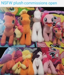 Size: 1058x1230 | Tagged: explicit, apple bloom, applejack, pinkie pie, rarity, advertisement, anatomically correct, anus, apple family member, bedroom eyes, butt, commission, earth pony, eyelashes, eyeliner, female, filly, foal, foalcon, g4, g5, genitals, group, group photo, group shot, horn, imported from derpibooru, indoors, makeup, mare, mascara, nudity, open mouth, plot, ponut, pony, sex toy, sexy, siblings, sister, sisters, sunny starscout, tongue out, unicorn, vagina, vulva, ych example, ych result, your character here