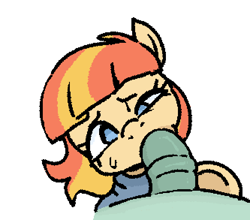 Size: 666x586 | Tagged: explicit, artist:myra, oc, oc:aimless, age difference, blowjob, earth pony, female, filly, filly on stallion, foal, foalcon, genitals, horsecock, imported from derpibooru, male, medial ring, nudity, oc only, offscreen character, offscreen male, oral, penis, pony, sex, simple background, solo, stallion, stallion on filly, straight, sweat, sweatdrops, white background