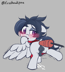 Size: 3348x3696 | Tagged: explicit, artist:frosthawkpone, anal insertion, anal orgasm, backsack, balls, blush lines, blushing, butt, colt, crossdressing, cum, cumming, femboy, foal, foalcon, fucking machine, g4, genitals, gray background, hands free, horsecock, imported from derpibooru, insertion, machine, male, nudity, orgasm, orgasm cumshot, pegasus, penis, plot, pony, raised tail, rumble, simple background, solo, solo male, tail